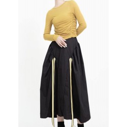 Organic black cotton quilting skirt high waist Traveling patchwork maxi skirts