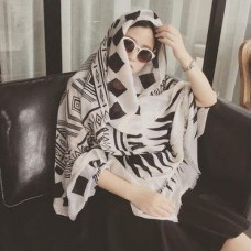 Outdoor sunscreen black white geometric pattern veil beach holiday oversized scarf